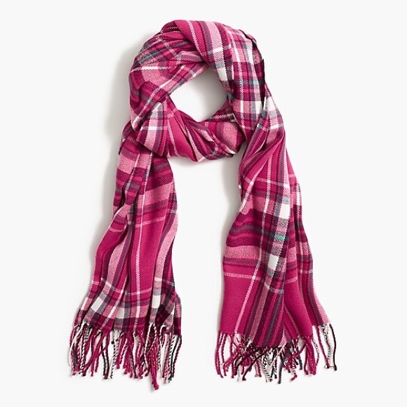 J Crew Pink Burgundy Classic Plaid Scarf